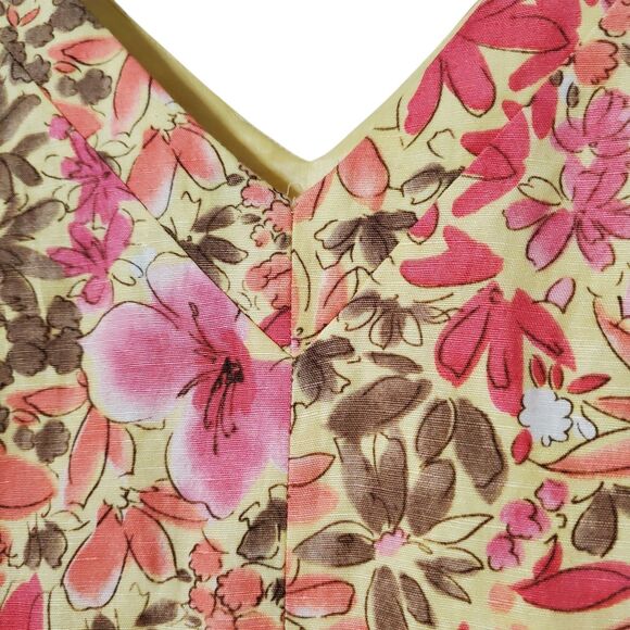 Ann Taylor Loft Floral Dress Size 14 Linen Blend Colorful Sleeveless Lined Women - Picture 3 of 10